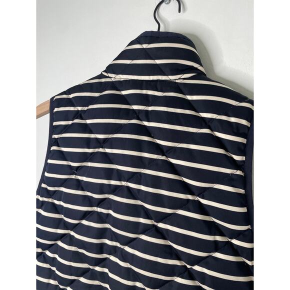 J. Crew Puffer Vest Size Small Navy Blue Stripe Quilted Down - Picture 7 of 10